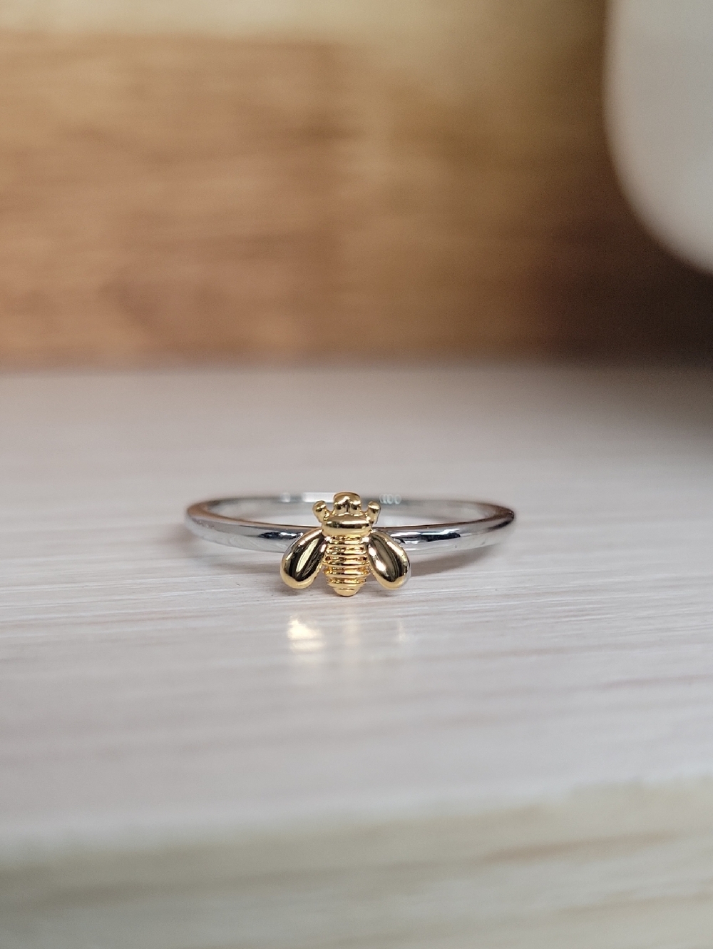 Gold Bee Dainty Minimalist Silver Ring - Women's Jewelry